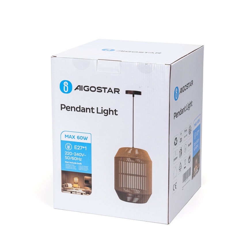 Aigostar - Підвісна люстра 1xE27/60W/230V бежевий