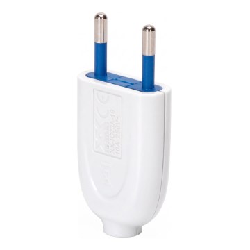 Aigostar - Пластикова штепсельна вилка 2P 10A/250V біла