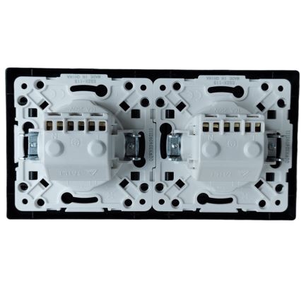 Aigostar - Подвійна побутова розетка з рамкою SCHUKO 230V/16A, чорна