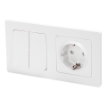 Aigostar - Подвійний вимикач № 1 та розетка SCHUKO 250V у рамці, біла