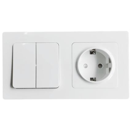 Aigostar - Подвійний вимикач № 1 та розетка SCHUKO 250V у рамці, біла