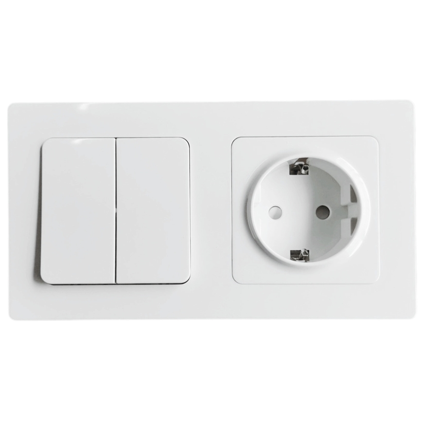 Aigostar - Подвійний вимикач № 1 та розетка SCHUKO 250V у рамці, біла