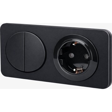Aigostar - Подвійний вимикач № 5 і розетка SCHUKO 230V з рамкою, чорна