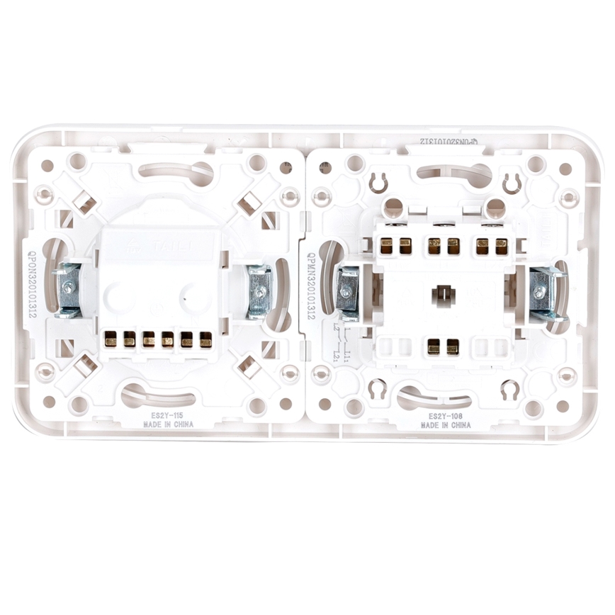 Aigostar - Подвійний вимикач № 5 з розеткою SCHUKO 230V у білій рамці