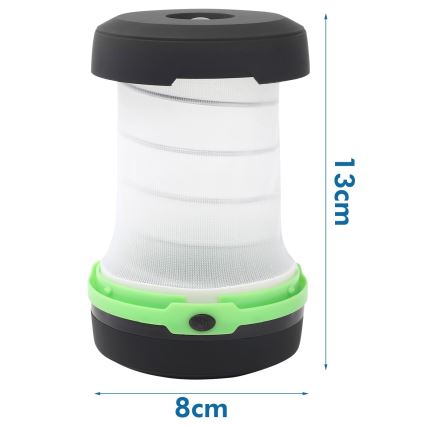 Aigostar - Портативна складна LED лампа LED/1,4W/3xAA чорний/зелений