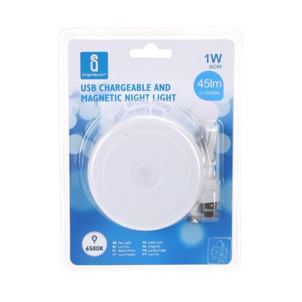 Aigostar - Портативний нічний LED світильник з регулюванням яскравості LED/1W/5V 6500K + USB
