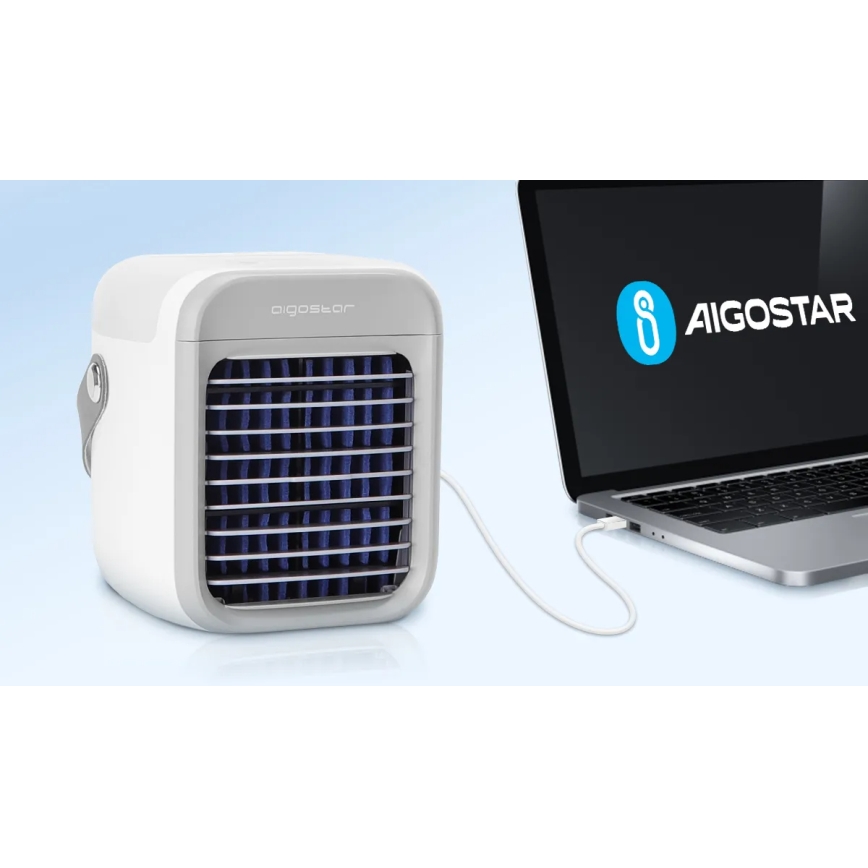 Aigostar - Портативный вентилятор 8W/5V белый