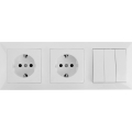 Aigostar - Потрійний вимикач № 3 та 2x розетки SCHUKO 230V з рамкою, білий
