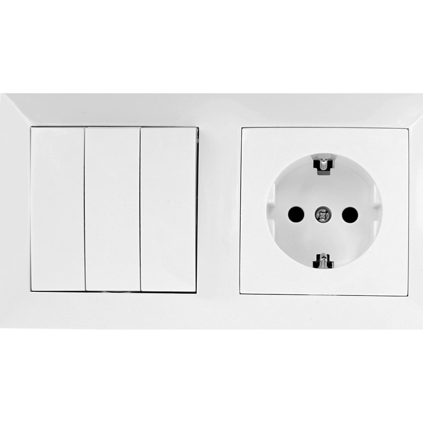 Aigostar - Потрійний вимикач № 3 та розетка SCHUKO 230 В із білою рамкою
