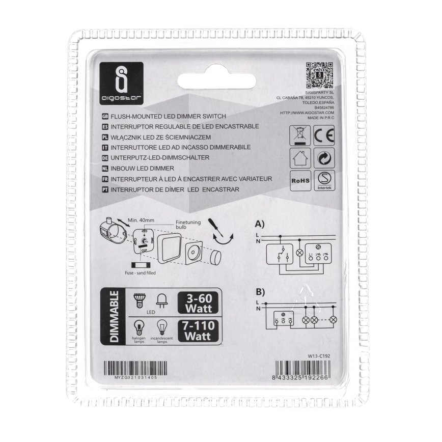 Aigostar - Поворотний димер 110W/230V білий
