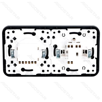Aigostar - Простий вимикач №5 та розетка SCHUKO 230 В у рамці, чорний