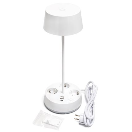 Aigostar - Регулируемая светодиодная настольная лампа с розетками и USB LED/4,6W/230V 3000/4000/6500K белая