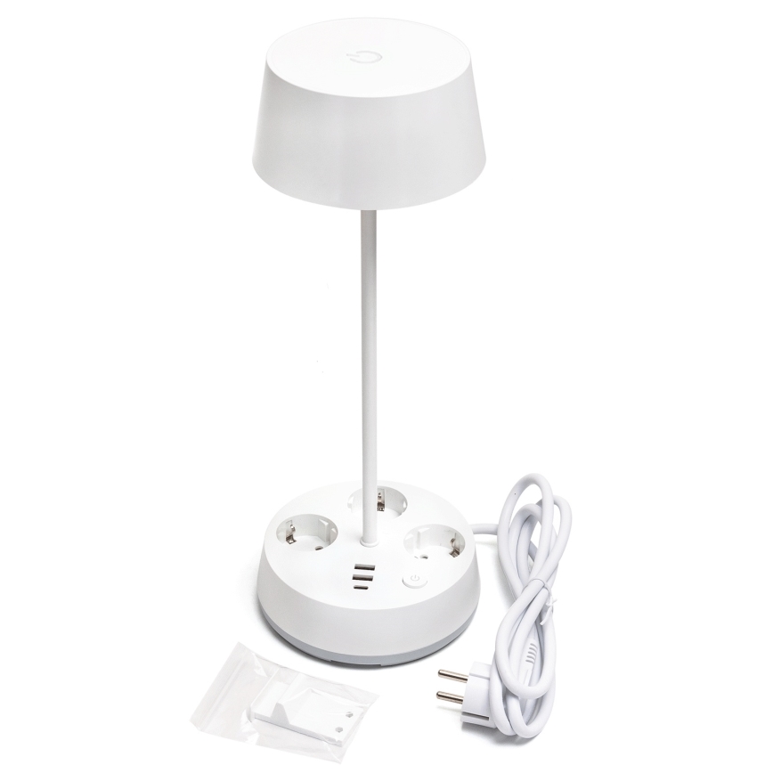 Aigostar - Регулируемая светодиодная настольная лампа с розетками и USB LED/4,6W/230V 3000/4000/6500K белая