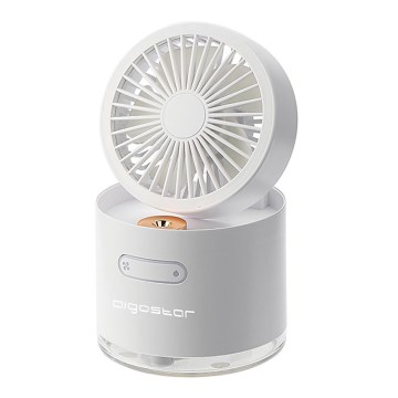 Aigostar - RGB беспроводной мини-настольный вентилятор с эффектом тумана MIST 10W/5V 2000mAh белый