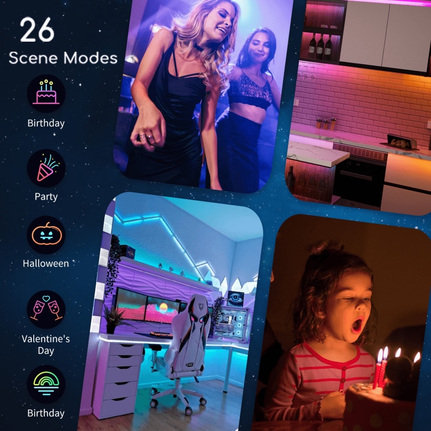 Aigostar - Світлодіодна RGB стрічка з регулюванням яскравості 6,5 м LED/16,5 Вт/12/230 В 3000K Wi-Fi