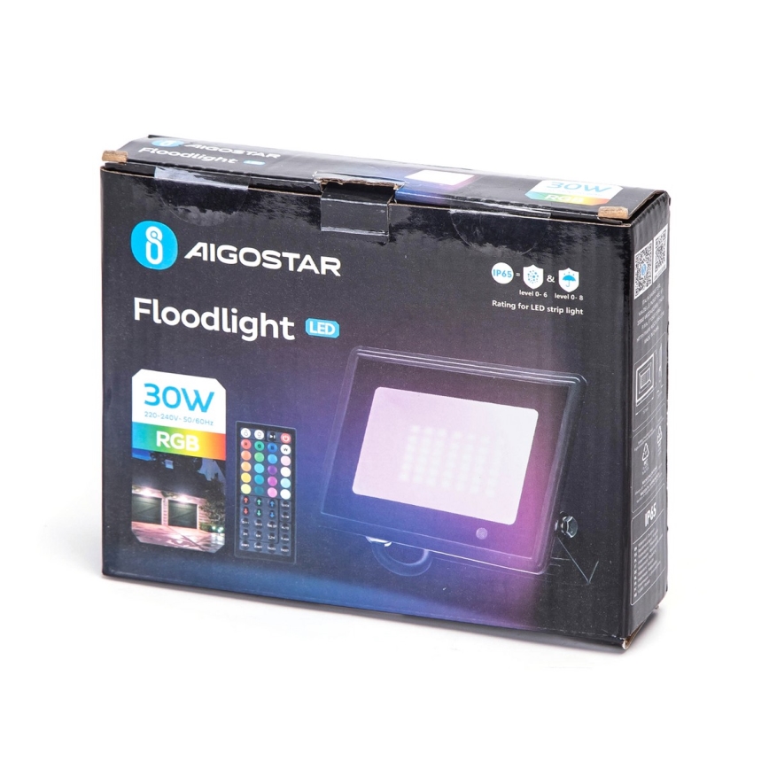 Aigostar - LED RGBW прожектор з регульованою яскравістю LED/30W/230V IP65 + пульт дистанційного керування