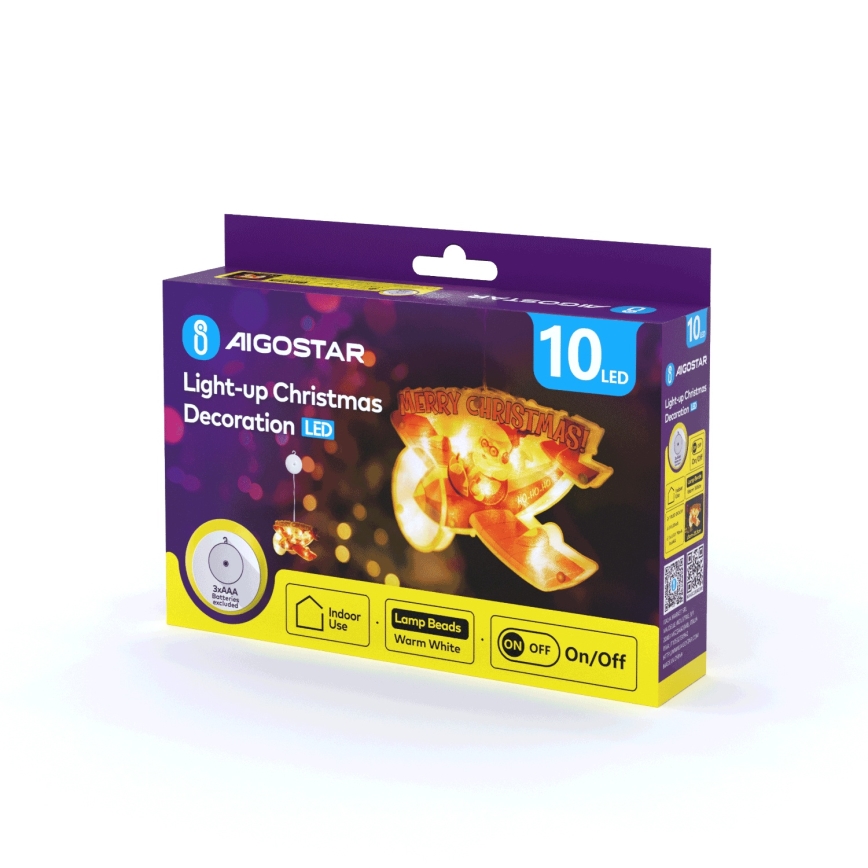 Aigostar - Різдвяна LED декорація LED/3xAAA різдвяний літак 17см