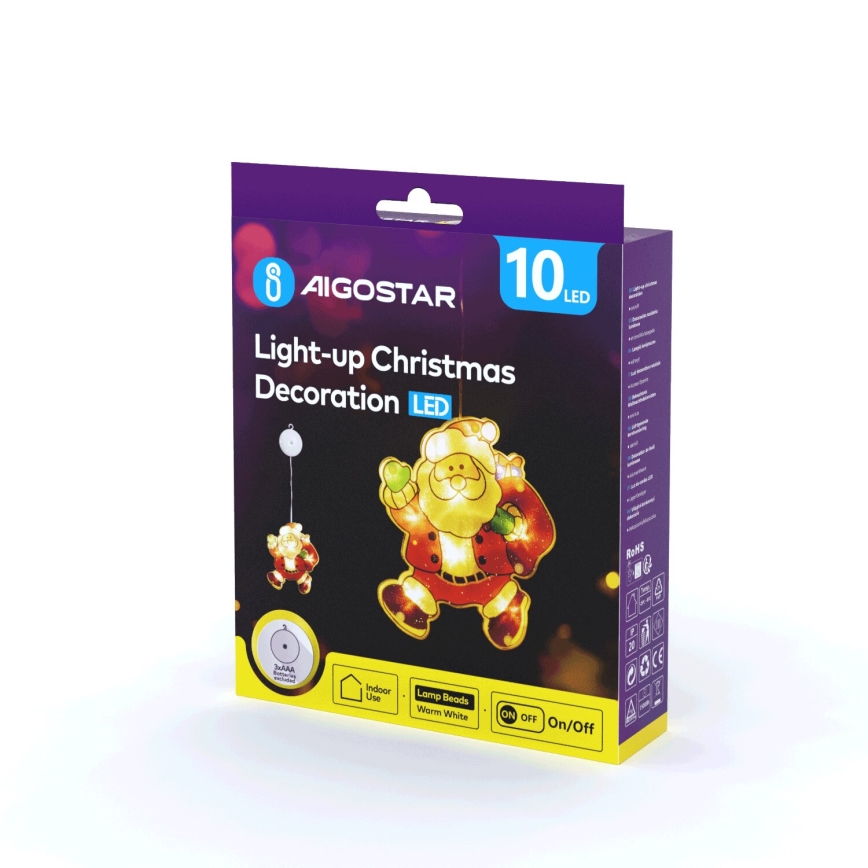 Aigostar - Різдвяна LED декорація LED/3xAAA Санта-Клаус 20см