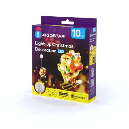 Aigostar - Різдвяна LED декорація LED/3xAAA Санта-Клаус на лижах 23см