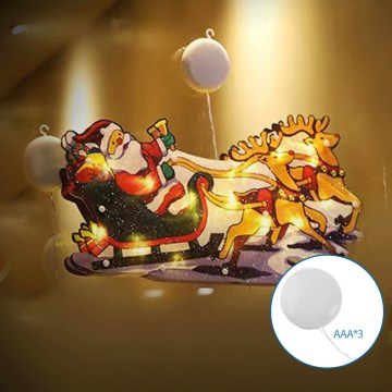 Aigostar - Різдвяна LED декорація LED/3xAAA Санта-Клаус з оленями 13,4см