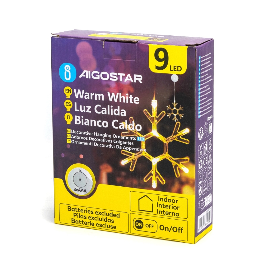 Aigostar - Різдвяна LED декорація LED/3xAAA теплий білий сніжинка 19см