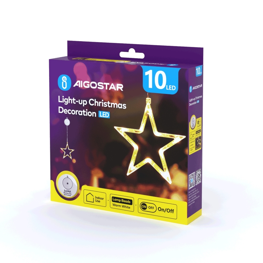 Aigostar - Різдвяна LED декорація LED/3xAAA зірка 19см