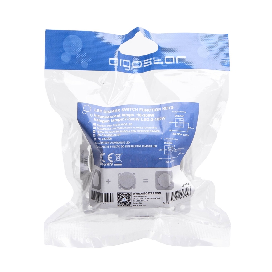 Aigostar - Ротаційний димер 300 Вт/230 В білий
