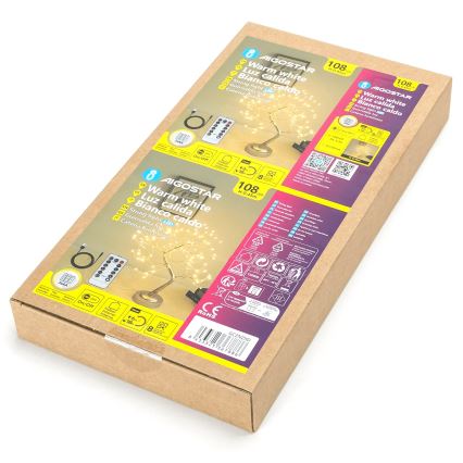 Aigostar - рождественская LED-гирлянда, 108 светодиодов / питание от 3xAA / 8 режимов / 45 см, тёплый белый