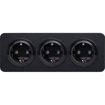 Aigostar - Розетка для дому з рамкою 3Z SCHUKO 250V/16A чорна