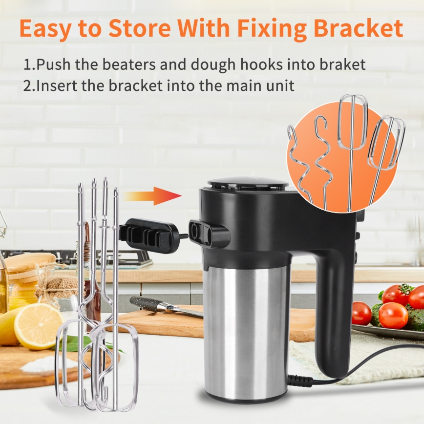 Aigostar - Ручний міксер 300W/230V чорний/матовий хром