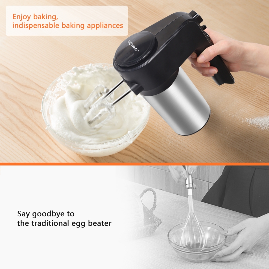 Aigostar - Ручний міксер 300W/230V чорний/матовий хром