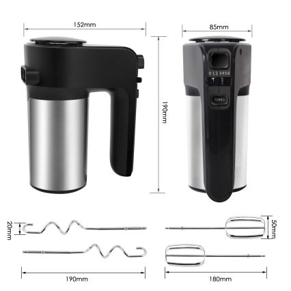 Aigostar - Ручний міксер 300W/230V чорний/матовий хром