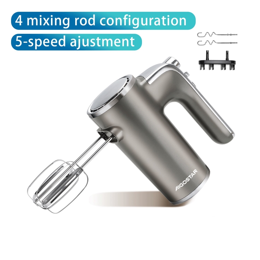 Aigostar - Ручний міксер 400W/230V сірий/матовий хром