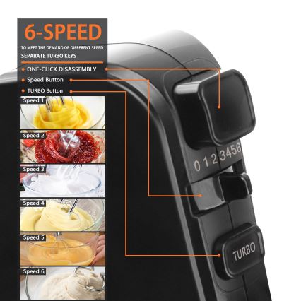 Aigostar - Ручной миксер 300W/230V черный/матовый хром