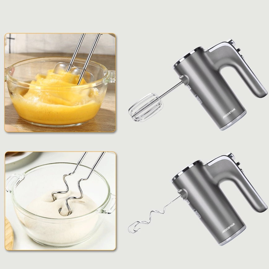 Aigostar - Ручной миксер 400W/230V серый/матовый хром