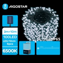 Aigostar - Різдвяна LED гірлянда на сонячній батареї 100xLED/8 функцій 12 м IP65 холодний білий