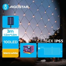 Aigostar - Різдвяна LED гірлянда на сонячній батареї 100xLED/8 функцій 4,5x1,5 м IP65 теплий білий
