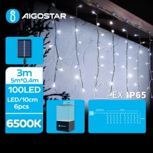 Aigostar - Різдвяна LED гірлянда на сонячній батареї 100xLED/8 функцій 8x0,4 м IP65 холодний білий
