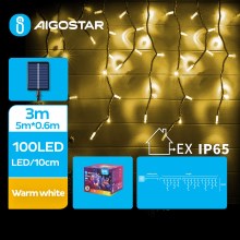 Aigostar - Різдвяна LED гірлянда на сонячній батареї 100xLED/8 функцій 8x0,6 м IP65 теплий білий