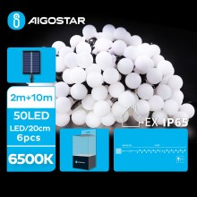 Aigostar - Різдвяна LED гірлянда на сонячній батареї 50xLED/8 функцій 12 м IP65 холодний білий
