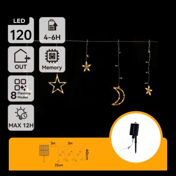 Aigostar - солнечная LED-гирлянда 120xLED/8 режимов 3x0,6m 500 mAh IP65 тёплый белый