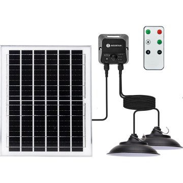 Aigostar - солнечная LED-люстра с датчиком 2×LED/70 Вт/12 В 12000 мА·ч 6500K IP65 диаметр 23,5 см + пульт дистанционного управления