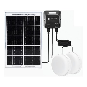 Aigostar - солнечный LED-светильник 2xLED/35W/12V 6000 mAh 6500K IP65 диаметр 16,8 см + пульт дистанционного управления