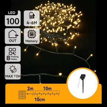 Aigostar - сонячна LED-гірлянда 100xLED/8 режимів 12 м IP65 тепле біле світло 800 мА·год