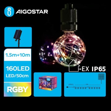 Aigostar - сонячна LED-гірлянда, 20 світлодіодів / 8 режимів, 11,5 м, IP65, багатокольорова