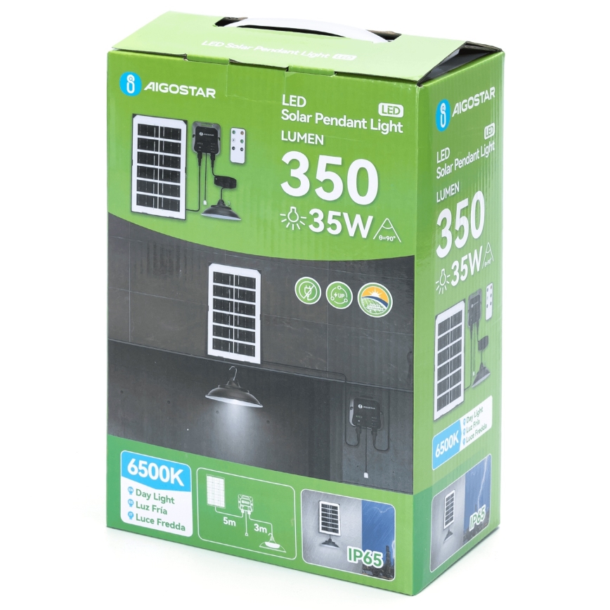 Aigostar - LED сонячна підвісна люстра LED/35 Вт/12 В 3000 mAh 6500 К IP65 діаметр 15 см + пульт дистанційного керування