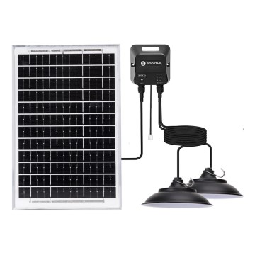 Aigostar - сонячна LED-люстра з датчиком 2xLED/35W/12V 6000 mAh 6500K IP65 діам. 15 cm + пульт дистанційного керування