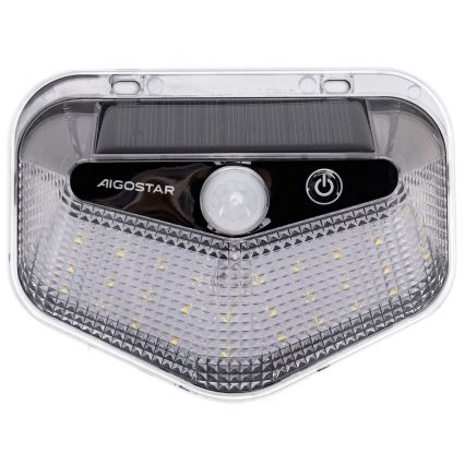Aigostar - LED сонячний світильник з датчиком LED/3,7V 6500K 500 mAh IP65 чорний