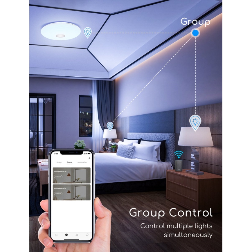 Aigostar - Стельовий RGBW-світильник з регулюванням яскравості 18W/230V діаметр 34 см Wi-Fi