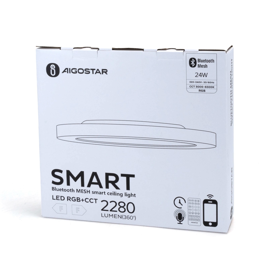 Aigostar - Стельовий RGBW-світильник з регулюванням яскравості MESH LED/24W/230V 3000-6500K білий + пульт дистанційного керування
